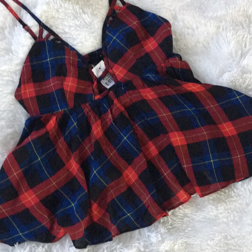 New LF Millau Plaid Top